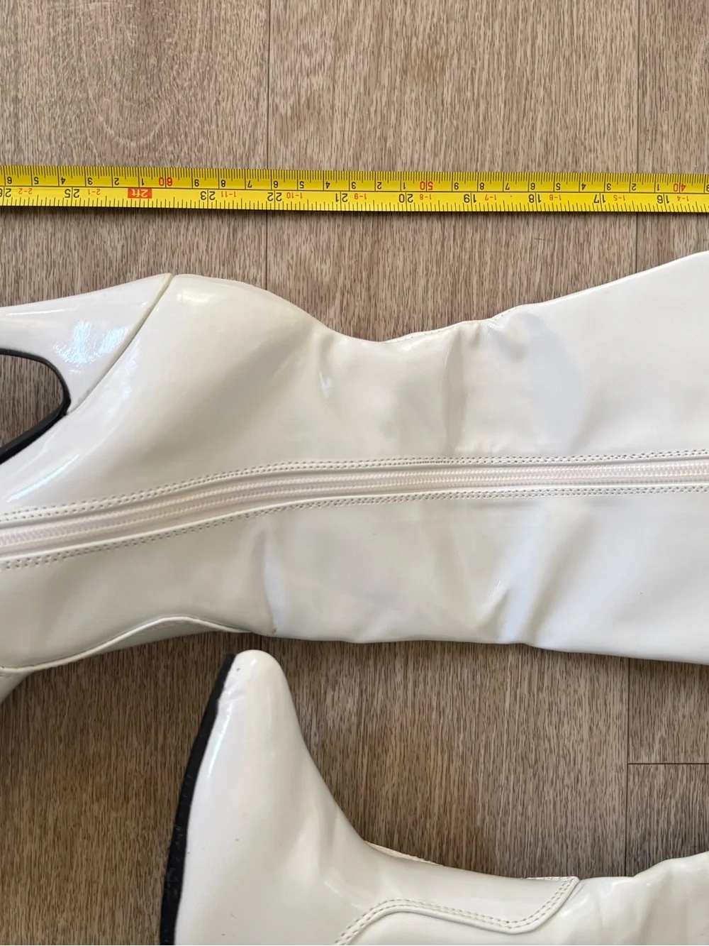Ellie White Faux Leather Thigh-High Boots- size 7